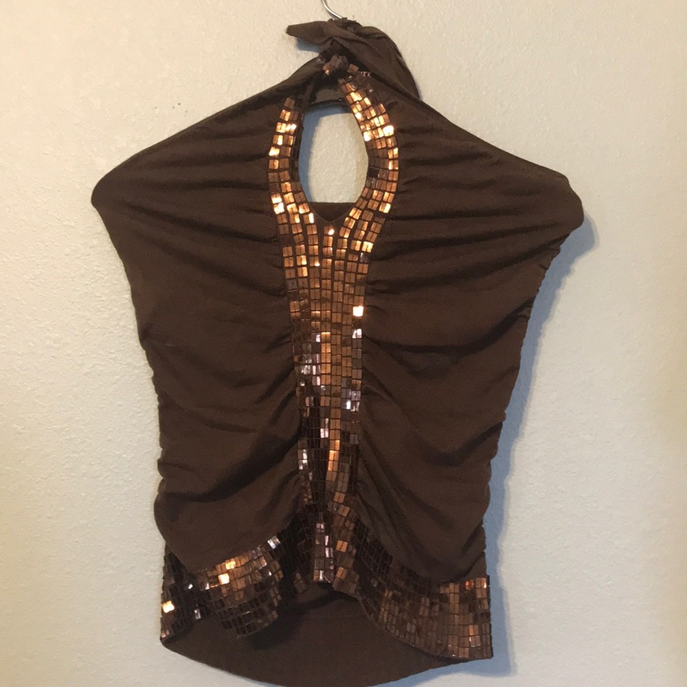 Brown Cache Top, Ties in the back